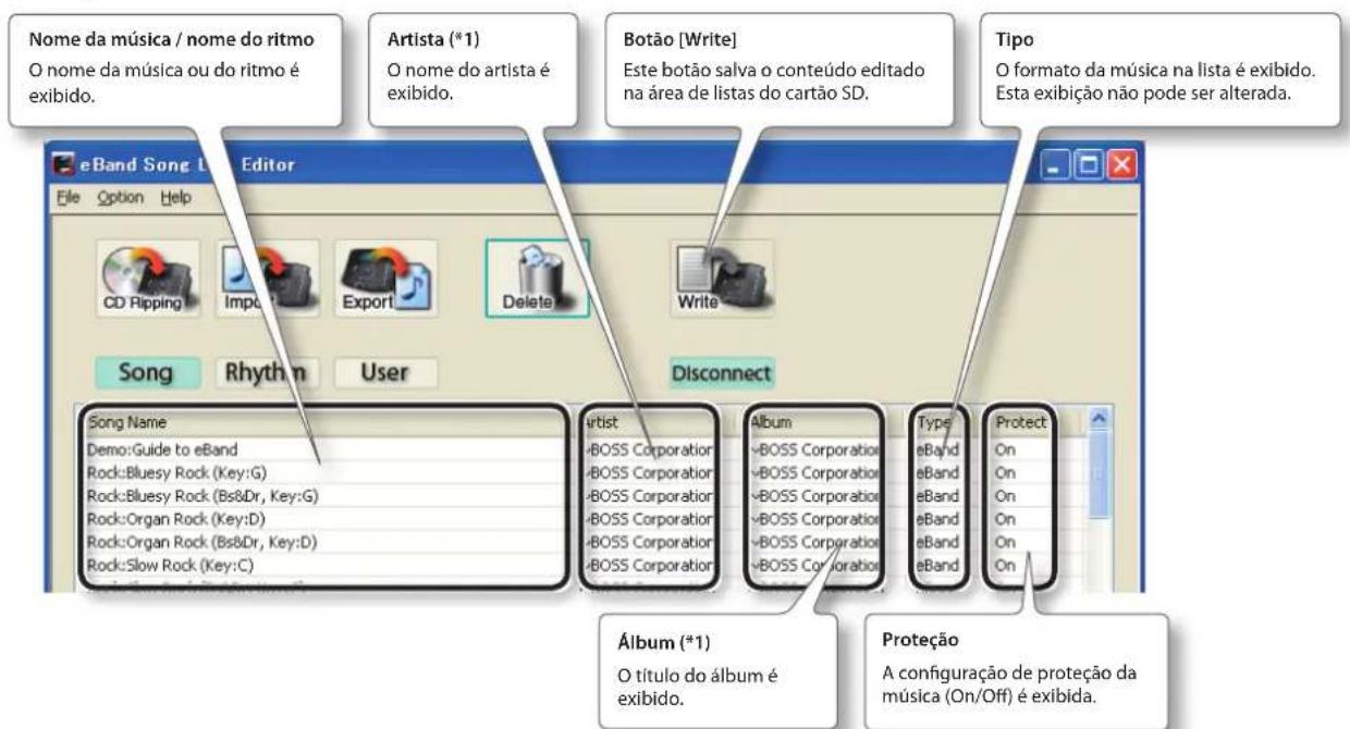 BOSS eBand JS10 - Editando informações da música - 1