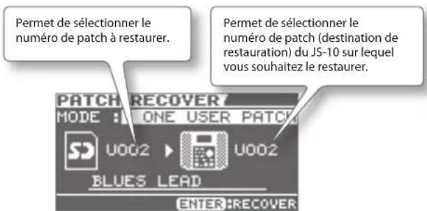 BOSS eBand JS10 - Restauration des patches d'effet utilisateur sauvegardés sur une carte SD - 2