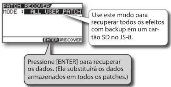 BOSS eBand JS8 - Recuperando efeitos com backup em cartões SD (RECOVERY) - 1