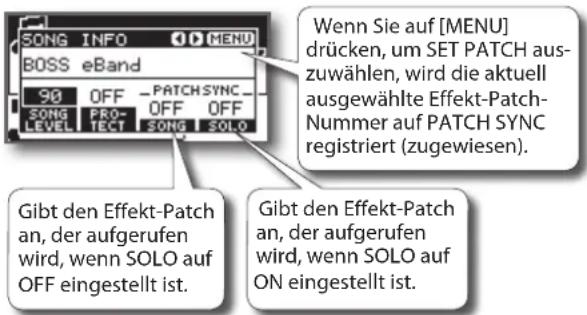 BOSS eBand JS8 - Aufrufen des in einem Titel gespeicherten Effekts (Patch Sync) - 1