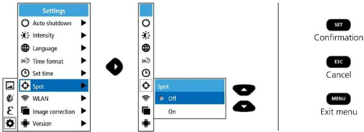 Laserliner ThermoCamera Connect - Settings: Spot (Measuring point) - 1