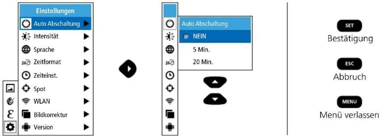 Laserliner ThermoCamera Connect - Einstellungen: Automatische Abschaltung - 1