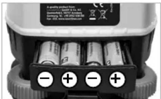 Laserliner BeamControlMaster - Inserting the batteries - 1