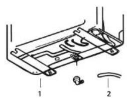 Technical diagram of a mechanical assembly with labeled parts 1 and 2