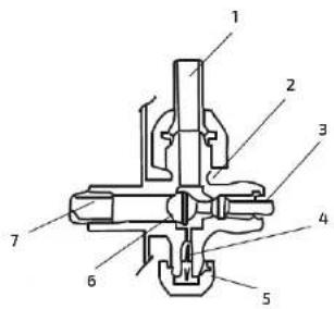 Technical diagram of a mechanical device with numbered components for identification