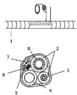 Technical diagram of a multi-layered electrical connector with numbered parts and labeled components