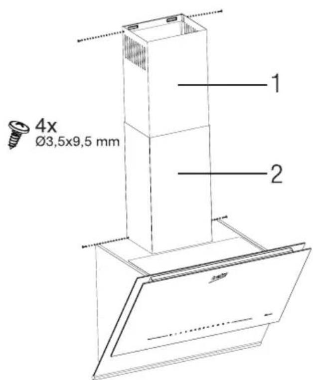 BEKO BHCA93741BHSI - Installation de la hotte sur le conduit - 1