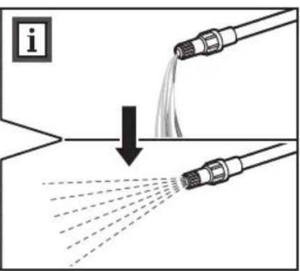 Diagram illustrating a process with labeled components and directional arrows, showing fluid flow from a pipe to a terminal outlet.
