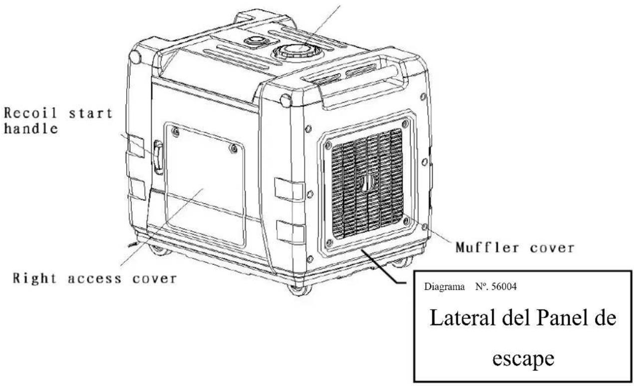 Recoil start handle Right access cover Muffler cover Diagrama N°. 56004 Lateral del Panel de escape