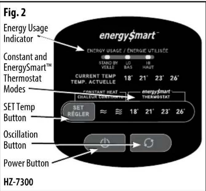 HONEYWELL HZ7304U - Model HZ-7300 Series – Deluxe EnergySmart® Cool Touch Heater Operation - 1