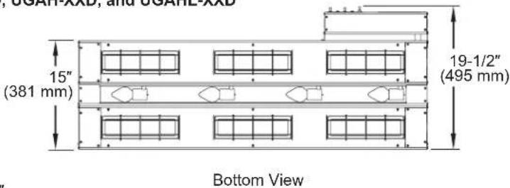 Hatco UltraGlo UGFFB - Dimensions — UGA-xxD, UGAL-xxD, UGAH-xxD, and UGAHL-xxD Models - 2