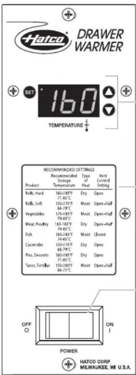 Hatco HDW1N - Modification du point de réglage de temperature - 1