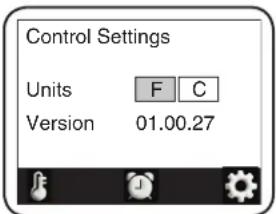 Control Settings Units F C Version 01.00.27