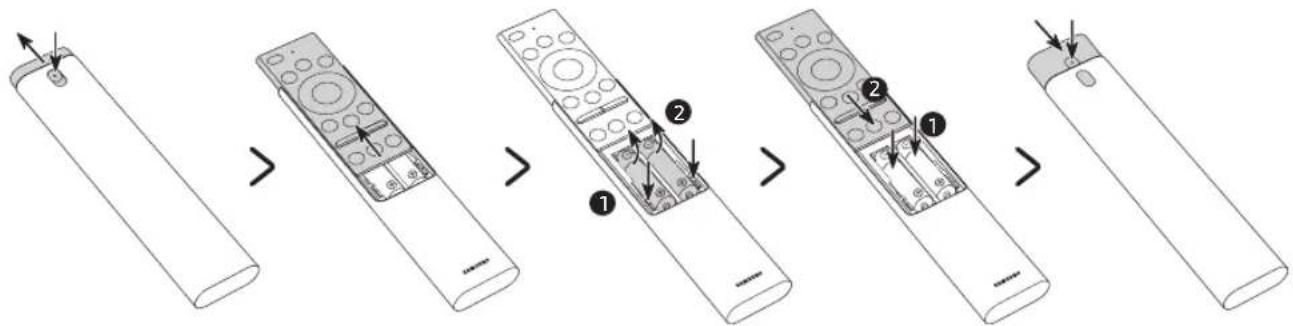 SAMSUNG GQ75Q950RGT - Insertion des piles dans le Samsung Smart Remote - 1