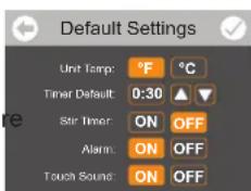 Hatco SW27QT - Using the Default Settings Screen - 2