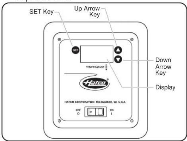 SET Key Up Arrow Key SET TEMPERATURE Down Arrow Key Display HATCO CORPORATION MILWAUKEE, WI U.S.A. OFF ON I