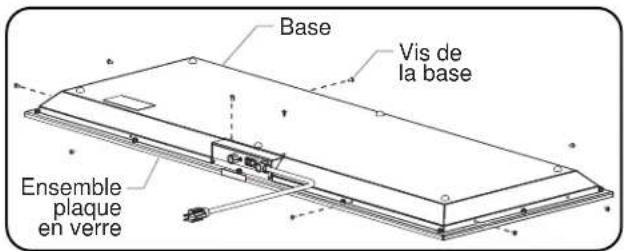 Base Vis de la base Ensemble plaque en verre