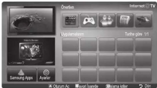 Önerilen Internet @ TV Uygulamalarim Tanthe göre 1/1 Samsung Apps Ayarlar Ölurum Aç Favori Isarette Sbalama kriter Dön