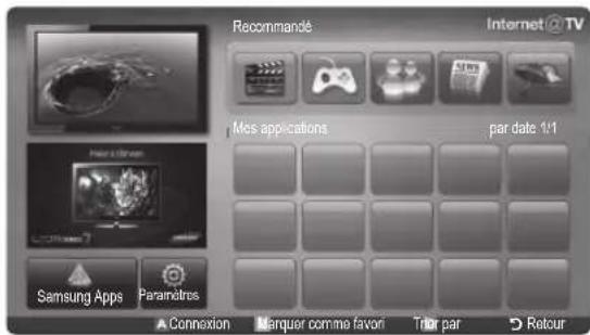 Recommandé Internet @ TV Mes applications par date 1/1 Samsung Apps Paramètres ▲ Connexion Marquer comme favori Tior par Retour