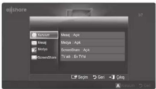 KuluUm Mesaj : Açık Mesjya : Açık Mesjya ScreenShare : Açık ScreenShare TV adi : Ev TVsi Seçim Geni Çılış Kutukuhı Çel
