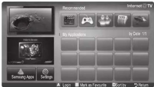 Recommended Internet @ TV My Applications by Date 1/1 Samsung Apps Settings Login Mark as Favourite Sort by Return