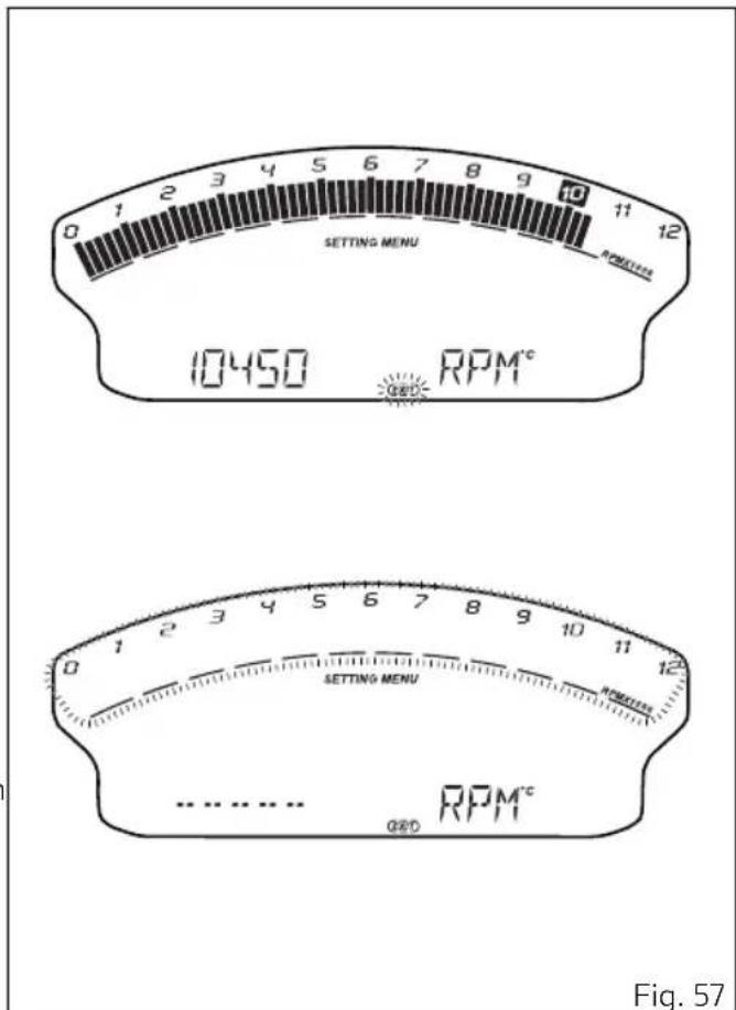 0 1 2 3 4 5 6 7 8 9 10 11 12 SETTING MENU 10450 RPM° GEO SETTING MENU RPM° GEO RPM° Fig. 57