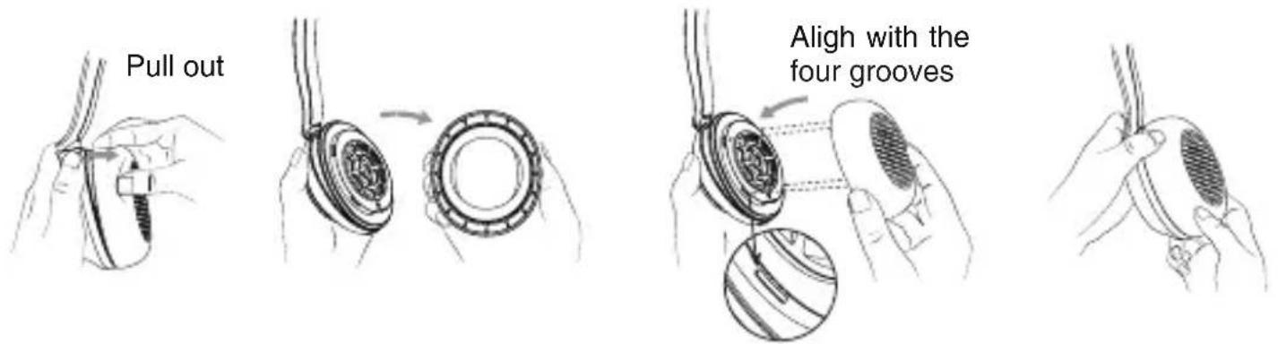 Pull out Align with the four grooves