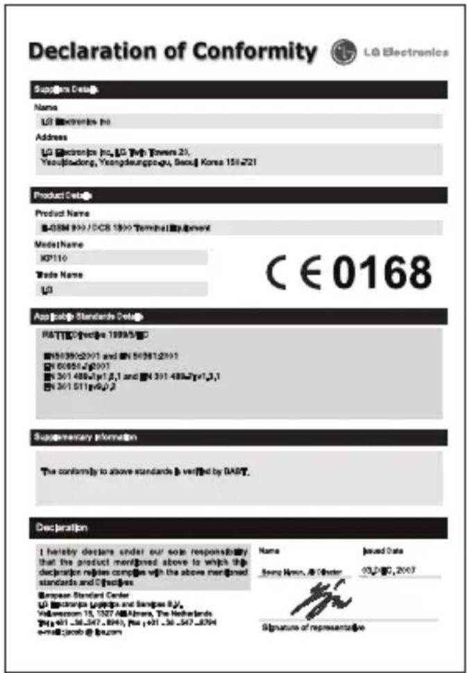 LG KP110 - Formulaire d'enregistrement du Client - 1