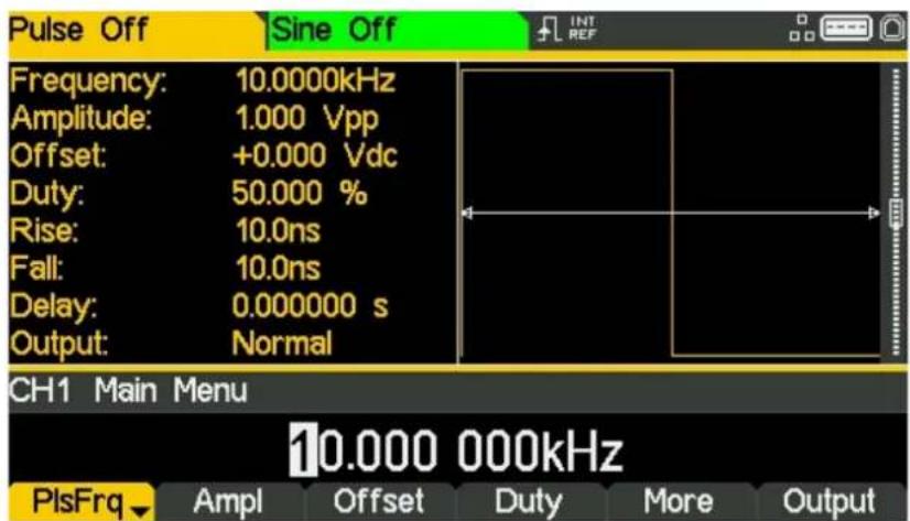 Aim TTi TGF4042 - Öffnen Sie das Wellenform-Menü - Pulse (Impuls) - 2