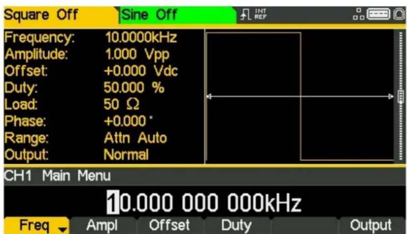 Aim TTi TGF4162 - Open Waveform Menu - Square - 2