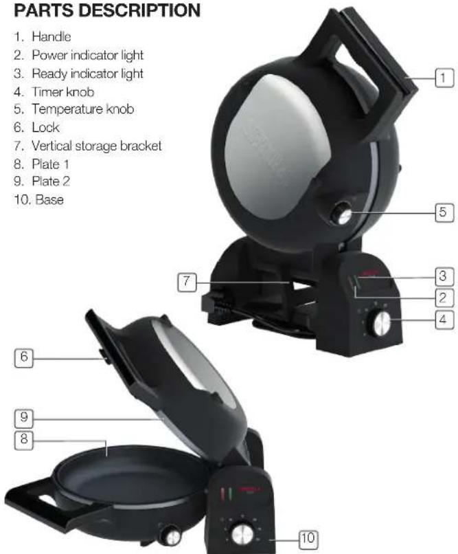 PRINCESS Tortilla Chef 118000 - PARTS DESCRIPTION - 1