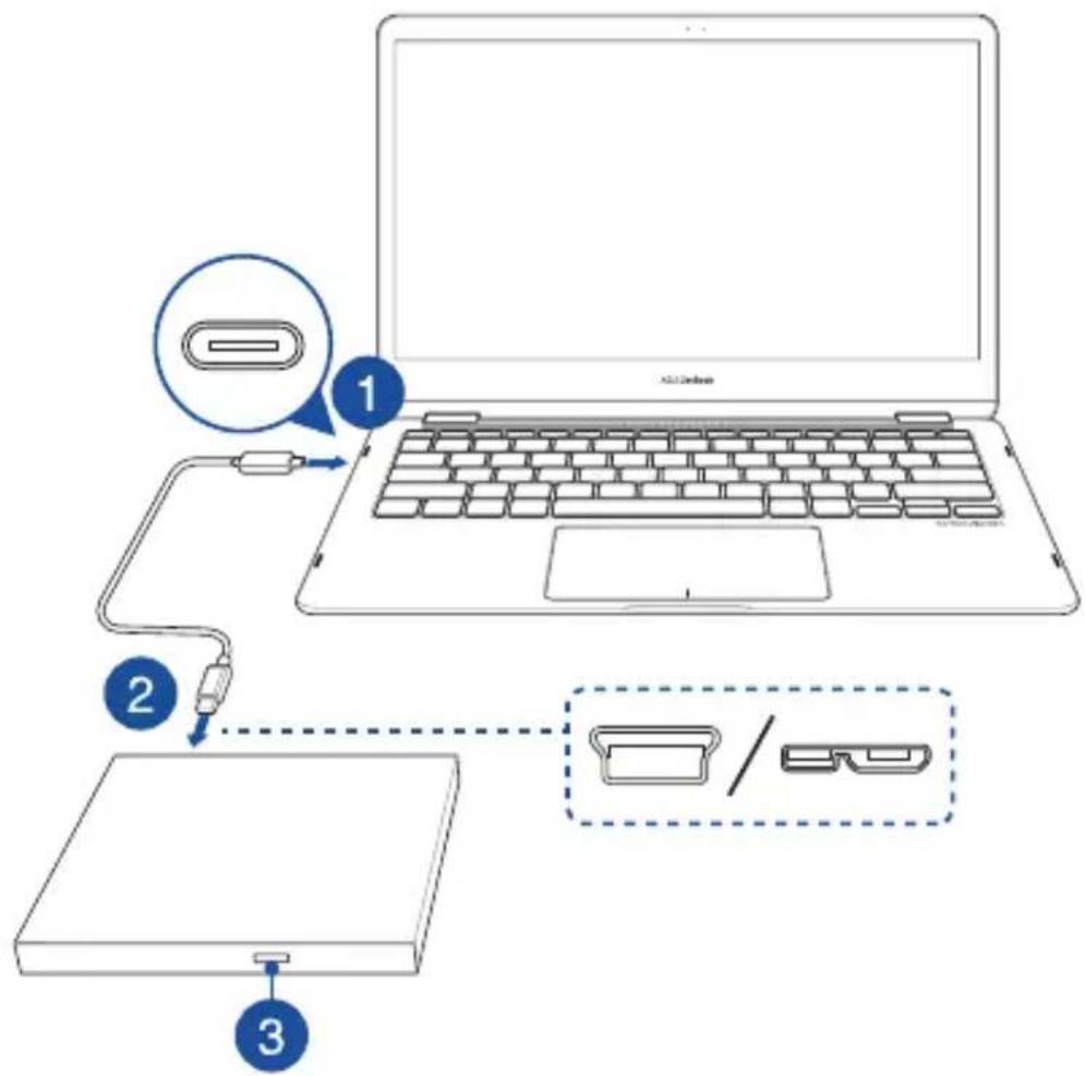 ASUS SDRW08D6SU - Using the bundled USB Type-C cable - 1