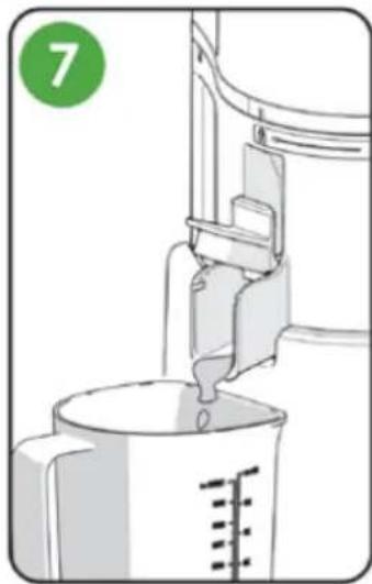 OMEGA Effortless Batch Juicer JC2022 - Vierta el zumo restante inclinando la cámara hacia adelante. - 1