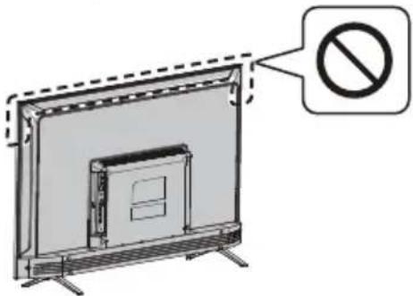 Diagram showing a TV with a prohibition symbol indicating no restrictions on the screen.