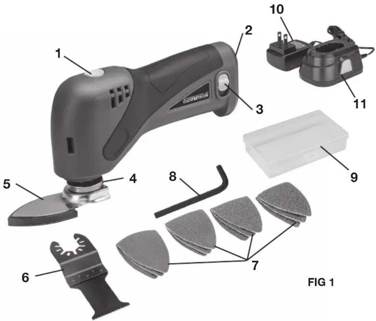 Genesis GLMT08B - Votre OUTIL de oscillant sans FIL - 1