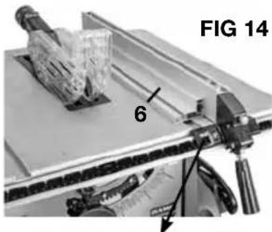 Genesis GTS10SC - Réglage du GUIDE de refente (FIG 13,14) - 2