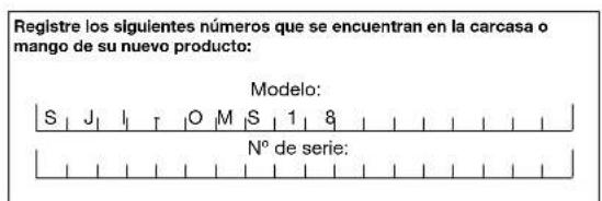 Aqua Joe SJIOMS18 - Modelo y número de série - 1
