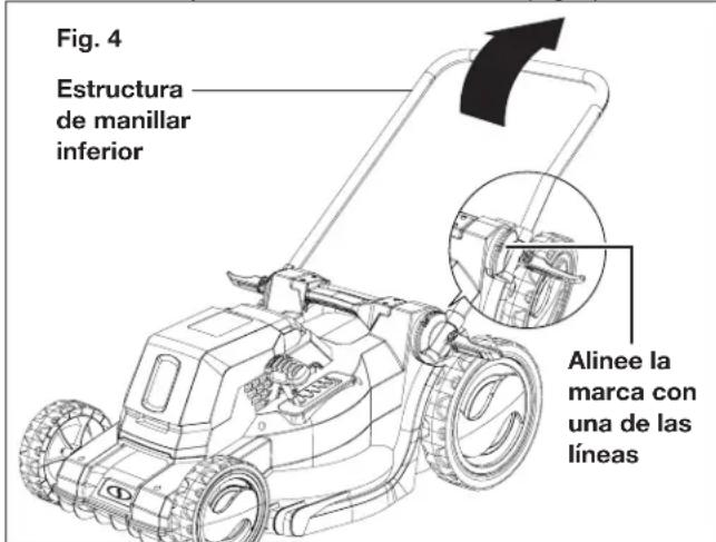 Fig. 4 Estructura de manillar inferior Alinee la marca con una de las líneas