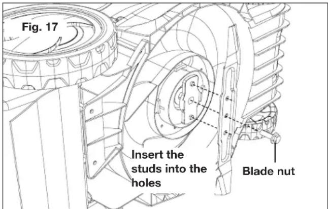 Fig. 17 Insert the studs into the holes Blade nut