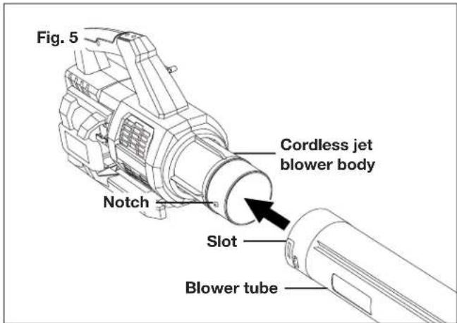 Sun Joe 24VX2JB500CT - Attaching the Jet Blower Tube - 1