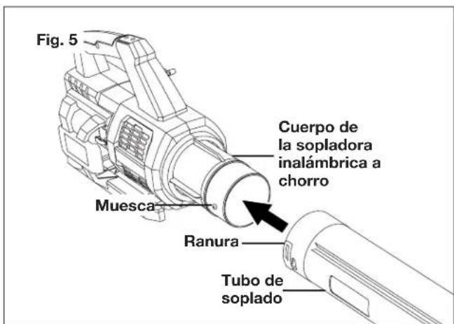 Sun Joe 24VX2JB500CT - Conexión de los tubos de soplado a chorro - 1