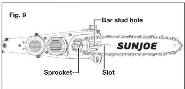 Fig. 9 Bar stud hole SUNJOE Sprocket Slot