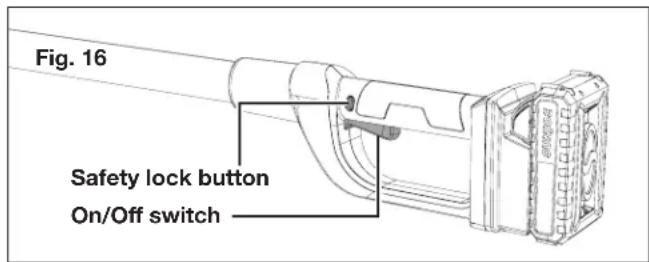 Fig. 16 Safety lock button On/Off switch