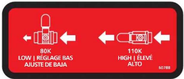 80K LOW | RÉGLAGE BAS AJUSTE DE BAJA 110K HIGH | ÉLEVÉ ALTO 60788