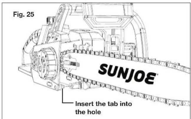 Fig. 25 SUNJOE® Insert the tab into the hole