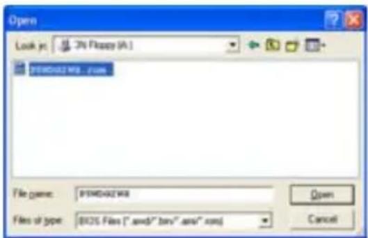 Open Look in: 3% Floppy (A:) BISMD42V8 - com File name: BISMD42V8 Files of type: BIC5 Files (*.wav)" .brv" .ansr" .com) Open Cancel
