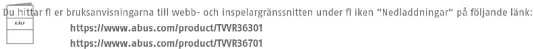 ABUS TVVR36301 - BRUKSANVISNING + PROGRAMVARA - 1