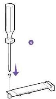 Diagram showing a screwdriver with a downward arrow and a separate mechanical component labeled '4'