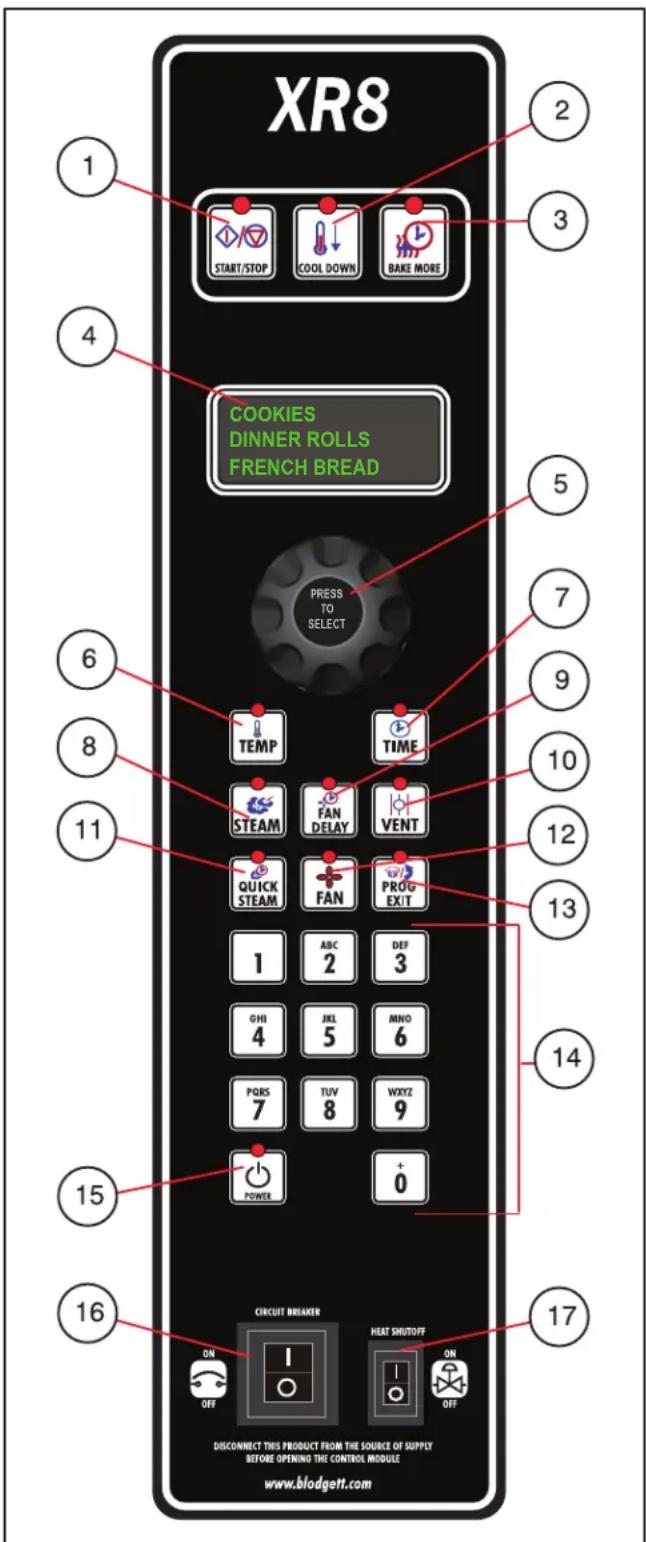 Blodgett XR8E - Commande MenuSelect™ - 1