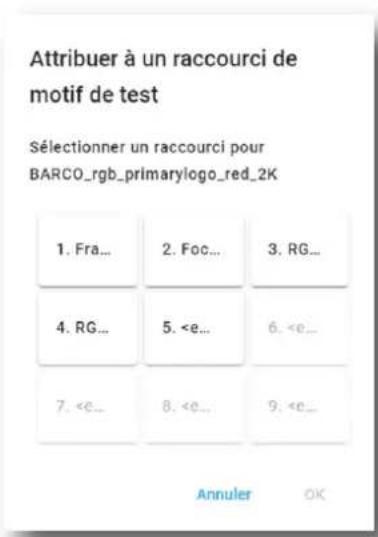 Barco XDX4K40 - Comment attribuer un motif de test à un numéro de raccourci - 2